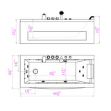 Empava 67 in. Whirlpool Rectangular Bathtub - EMPV-67JT351LED