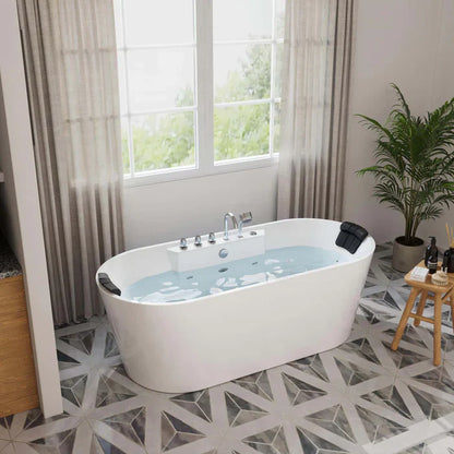Empava 67" Freestanding Whirlpool Bathtub with Faucet, EMPV-67AIS01