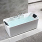 Empava 67" Freestanding Flat Bottom Whirlpool Bathtub with Faucet, EMPV-67AIS16