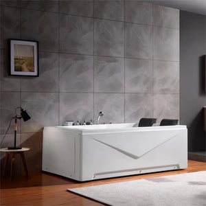 Empava 71" Alcove Whirlpool Bathtub with Faucet, EMPV-71JT667B