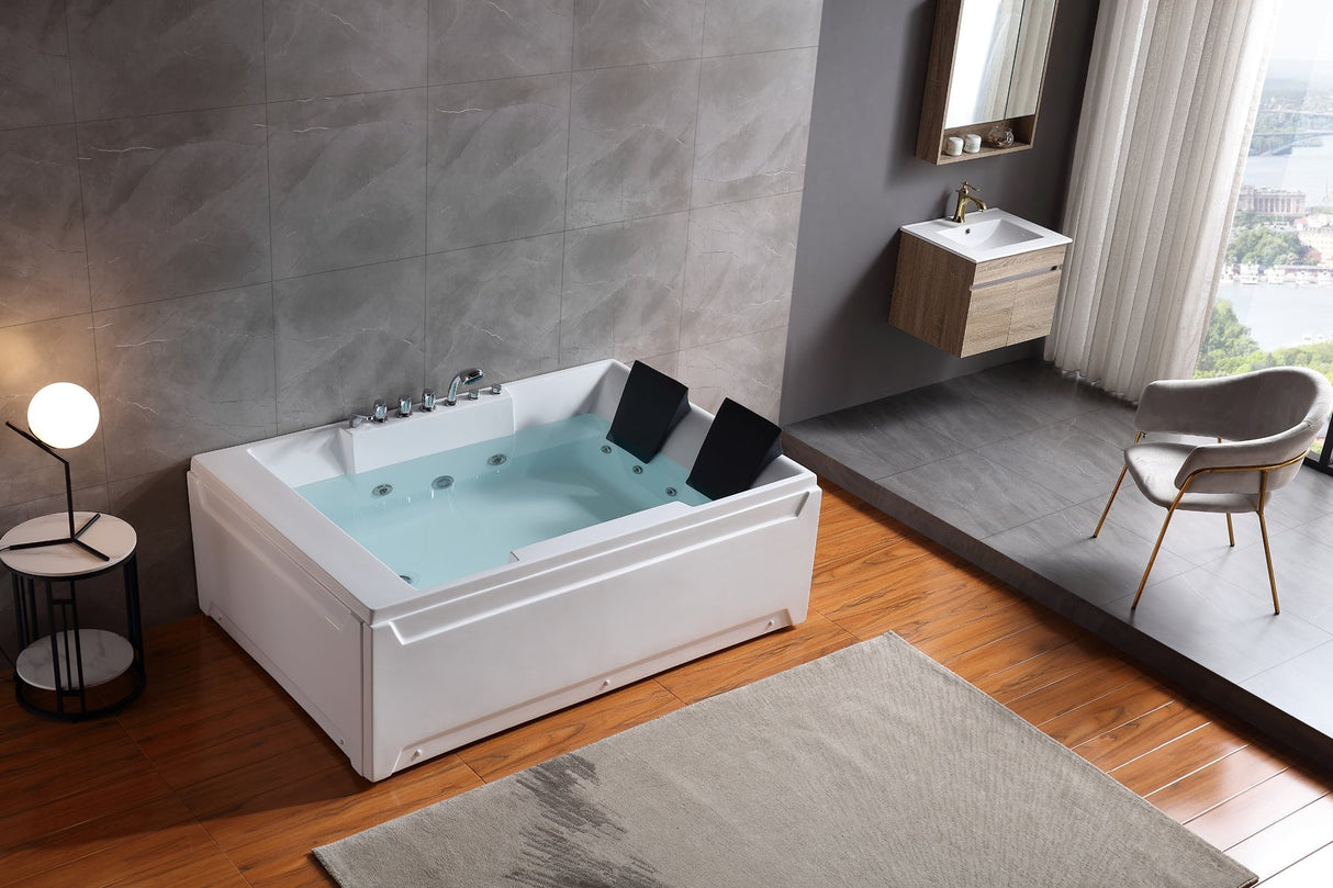 Empava 72 in. Whirlpool Rectangular Bathtub - EMPV-72JT367LED