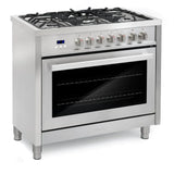 Cosmo Commercial-Style 36" 3.8 cu. ft. Single Oven Dual Fuel Range with 8 Function Convection Oven in Stainless Steel