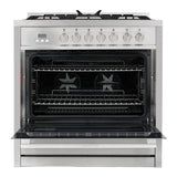 Cosmo Commercial-Style 36" 3.8 cu. ft. Single Oven Dual Fuel Range with 8 Function Convection Oven in Stainless Steel