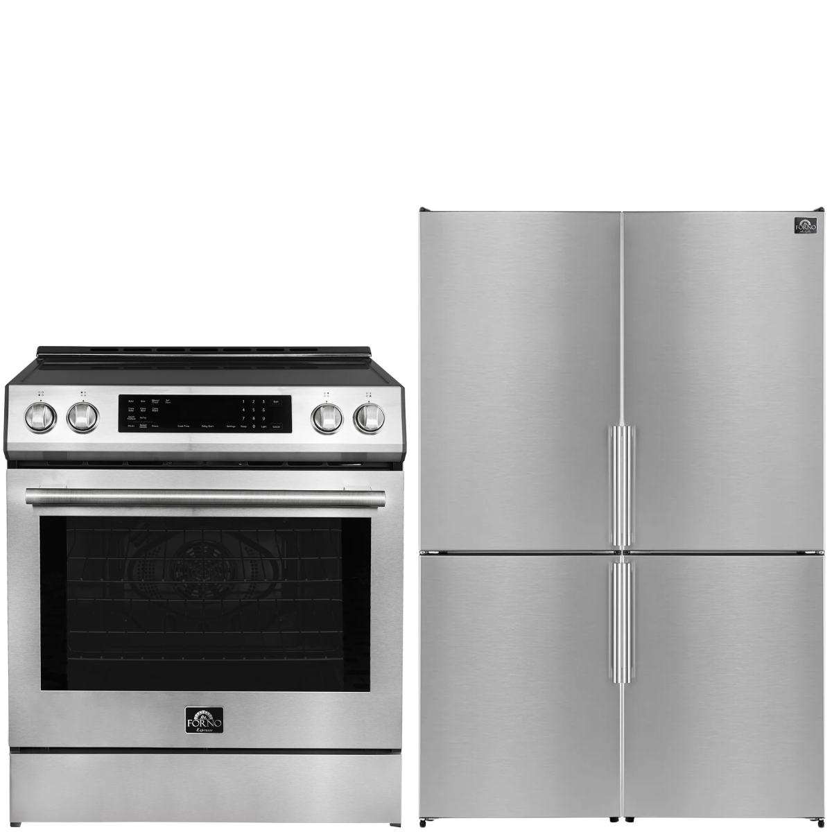 FORNO Espresso Package - 30" Induction Range and 46.8" Refrigerator in Stainless Steel, FBDL-008-01CAUS
