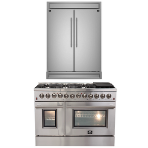 FORNO Appliance Package - 48" Dual Fuel Range and 60" Refrigerator with Modern Grill Trim, FBDL-017-03CAUS