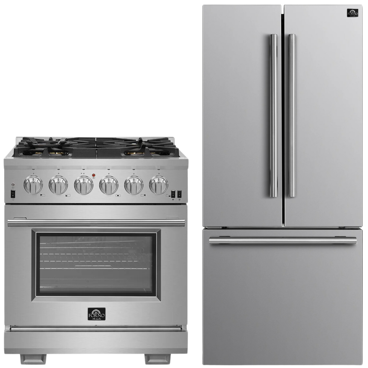 FORNO Appliance Package - 30" Gas Range and 30" Refrigerator with Ice Maker, FBDL-019-01CAUS
