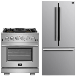 FORNO Appliance Package - 30" Gas Range and 30" Refrigerator with Ice Maker, FBDL-019-01CAUS