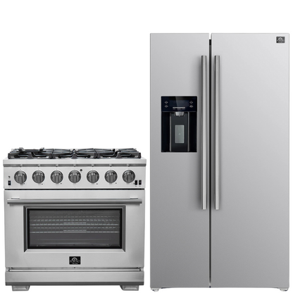 FORNO Appliance Package - 36" Gas Range and 36" Refrigerator with Ice Maker, FBDL-019-02CAUS