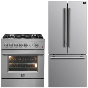 FORNO Appliance Package - 30" Gas Range with Griddle and 30" Refrigerator with Ice Maker, FBDL-020-01-CAUS