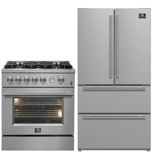 FORNO Appliance Package - 30" Gas Range with Griddle and 36" Refrigerator with Ice Maker, FBDL-020-02-US