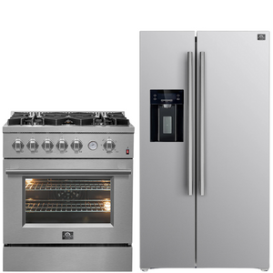 FORNO Appliance Package - 30" Gas Range with Griddle and 36" Refrigerator with Ice Maker, FBDL-020-03-CAUS