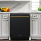FORNO Espresso Romano 24" Built-In Tall Tub Dishwasher in Black with Antique Brass Handles, FDWBI8035-24BLK