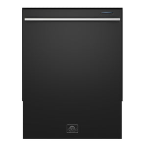 FORNO Espresso Pozzo 24" Built-In Dishwasher in Black with Stainless Steel Handles, FDWBI8067-24BLK
