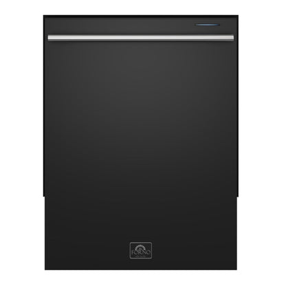 FORNO Espresso Pozzo 24" Built-In Dishwasher in Black with Stainless Steel Handles, FDWBI8067-24BLK
