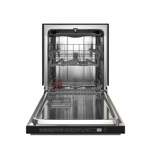 FORNO Espresso Pozzo 24" Built-In Dishwasher in Black with Antique Brass Handles, FDWBI8067-24BLK