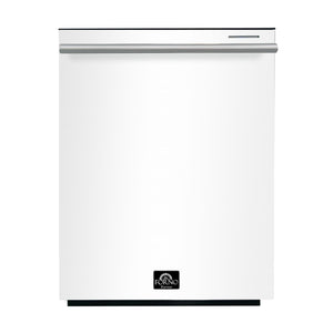 FORNO Espresso Pozzo 24" Built-In Dishwasher in White with Stainless Steel Handles, FDWBI8067-24WHT