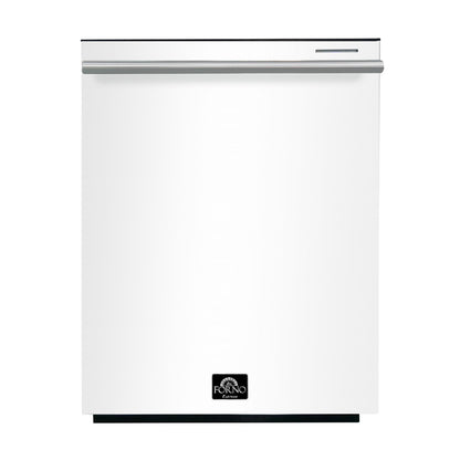 FORNO Espresso Pozzo 24" Built-In Dishwasher in White with Stainless Steel Handles, FDWBI8067-24WHT