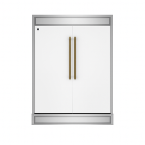 FORNO Maderno 60" 27.2 cu.ft. Convertible Refrigerator and Freezer with Modern Trim Kit in White with Antique Brass Handles, FFFFD1722-60MG-WHT