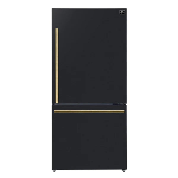 Forno Milano Espresso 31" Bottom Freezer Right Swing Door Refrigerator 17.2 cu. ft. in Black