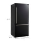 FORNO Espresso Milano 31" 17.2 cu. ft. Right Swing Refrigerator and Bottom Freezer in Black with Stainless Steel Handles, FFFFD1785-31BLK