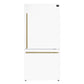 FORNO Espresso Package - 30" Electric Range, Range Hood, Refrigerator and Dishwasher in White with Antique Brass Handles, FBDL-006-03US
