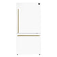 FORNO Espresso Package - 30" Electric Range and Refrigerator in White with Antique Brass Handles, FBDL-003-03US