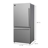 Forno Milano Espresso 31" 17.2 Cu. Ft. Refrigerator and Bottom Freezer with Ice Maker in Stainless Steel