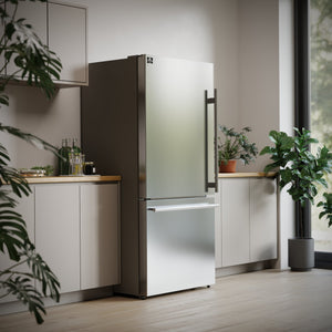FORNO Espresso Milano 31" 17.2 cu. ft. Left Swing Refrigerator and Bottom Freezer with Ice Maker in Stainless Steel and Stainless Steel Handles, FFFFD1786-31S