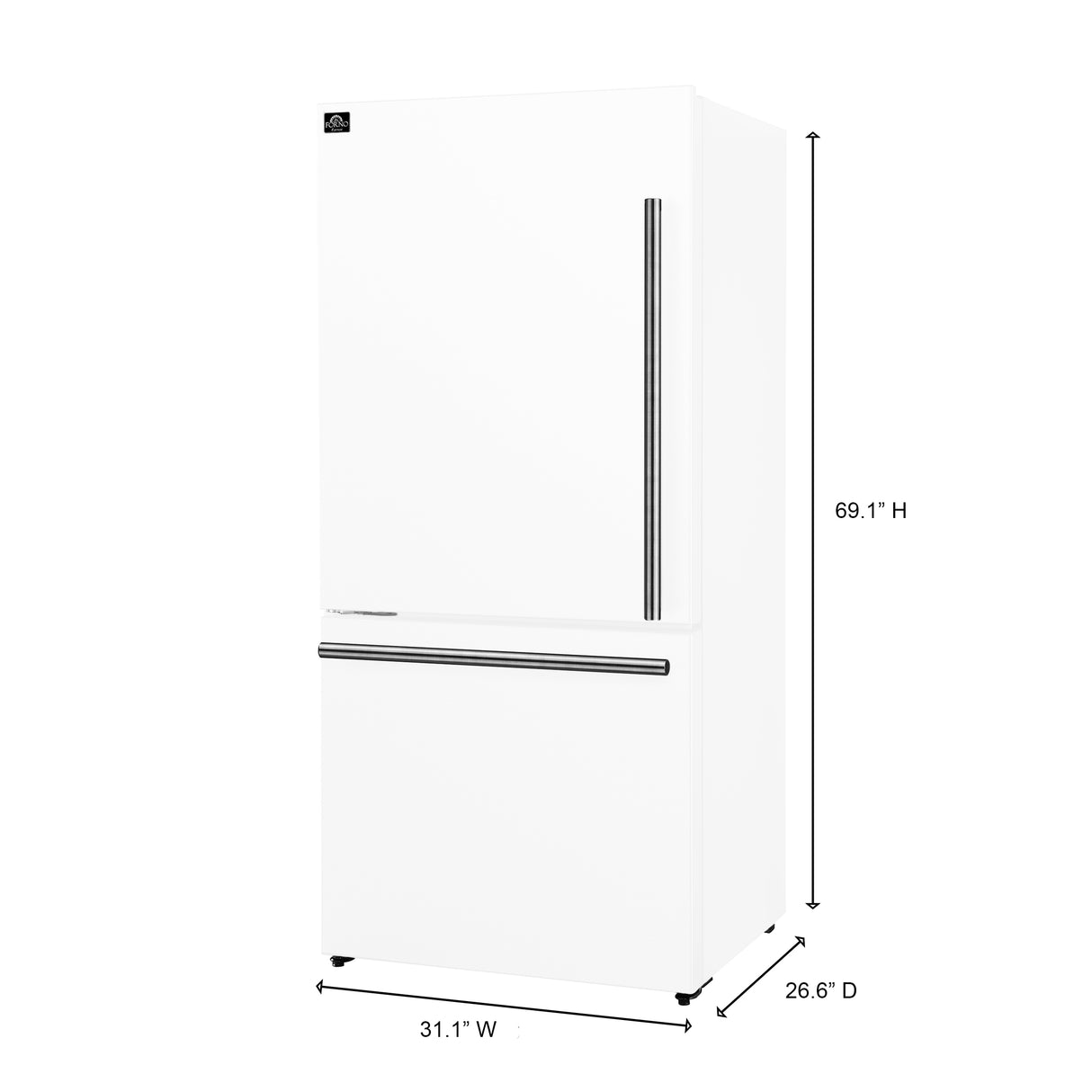 Forno Milano Espresso 31" 17.2 Cu. Ft. Refrigerator and Bottom Freezer with Ice Maker in White