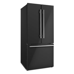 FORNO Espresso Gallipoli 30" 17.5 Cu. Ft. Refrigerator with Ice Maker in Black with Stainless Steel Handles, FFFFD1974-31BLK