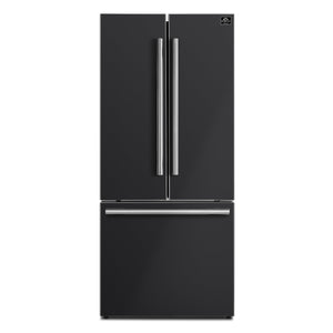 FORNO Espresso Gallipoli 30" 17.5 Cu. Ft. Refrigerator with Ice Maker in Black with Stainless Steel Handles, FFFFD1974-31BLK