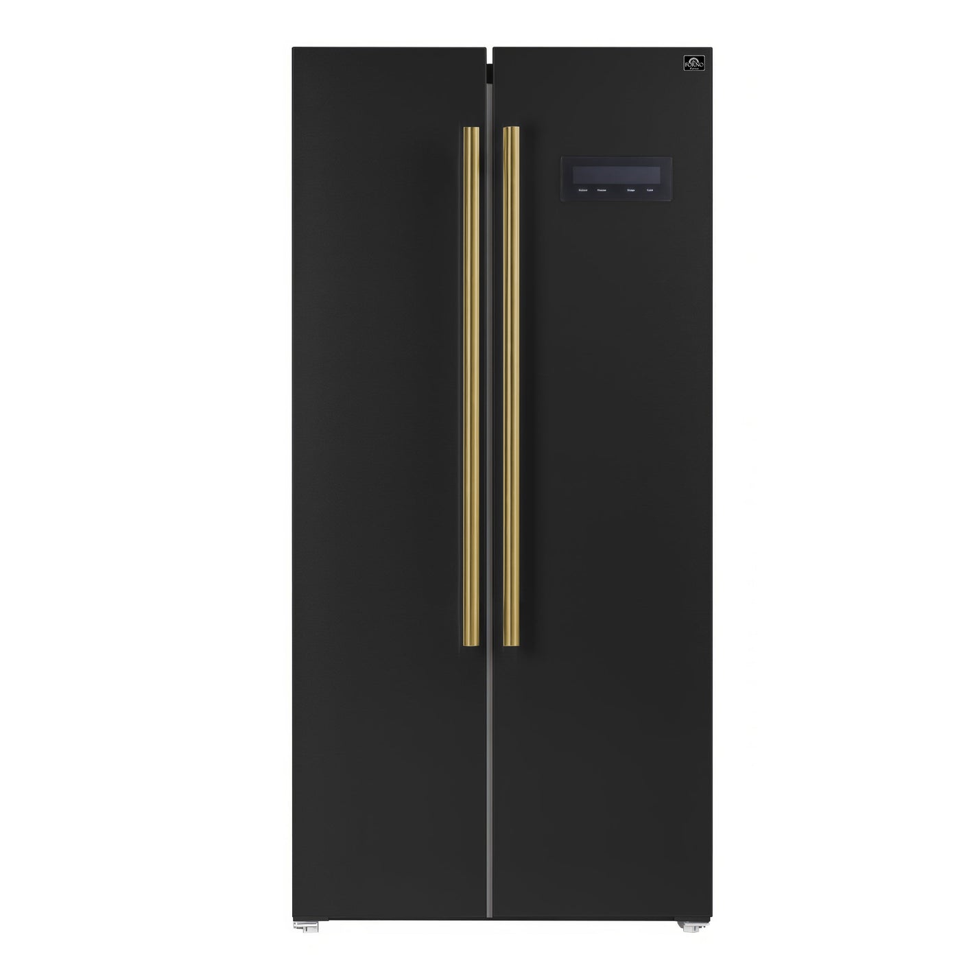 FORNO Espresso Salerno 33" 15.6 cu. ft. Refrigerator in Black with Antique Brass Handles, FFRBI1805-33BLK