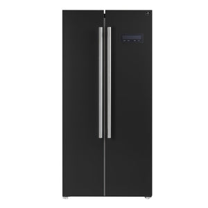 FORNO Espresso Salerno 33" 15.6 cu. ft. Refrigerator in Black with Stainless Steel Handles, FFRBI1805-33BLK