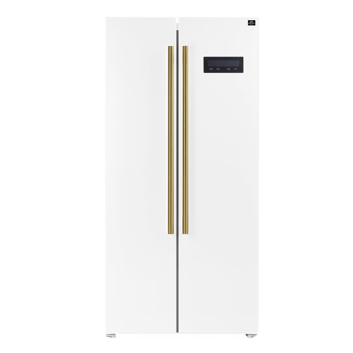 FORNO Espresso Salerno 33" 15.6 cu. ft. Refrigerator in White with Antique Brass Handles, FFRBI1805-33WHT
