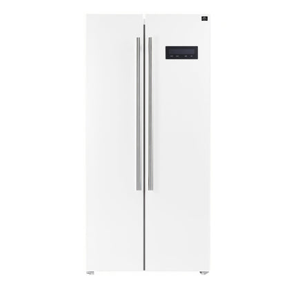 FORNO Espresso Salerno 33" 15.6 cu. ft. Refrigerator in White with Stainless Steel Handles, FFRBI1805-33WHT