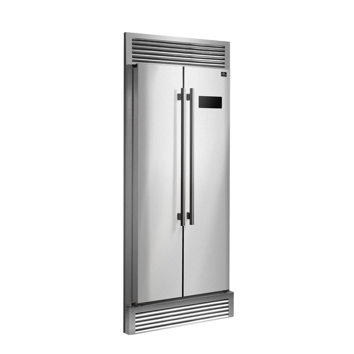 Forno Salerno 33" Side-by-Side Refrigerator in Stainless Steel with 4” Decorative Grill - 15.6 cu. ft.