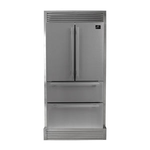 FORNO Moena 40" 19.2 cu. ft. French Door Built-In Refrigerator in Stainless Steel with Ice Maker and Grill Trim Kit, FFRBI1820-40SG