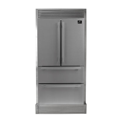 FORNO Moena 40" 19.2 cu. ft. French Door Built-In Refrigerator in Stainless Steel with Ice Maker and Grill Trim Kit, FFRBI1820-40SG