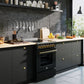 FORNO Paolo Package - 30" Electric Range, Over-The-Range Microwave, 36" Refrigerator with Ice Maker and Dishwasher in Black with Antique Brass Accents, AP4-6011BLK-A12