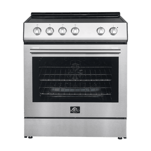FORNO Espresso Package - 30" Electric Range, Range Hood and Dishwasher in Stainless Steel