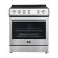 FORNO Espresso Package - 30" Electric Range, Range Hood, Refrigerator and Dishwasher in Stainless Steel