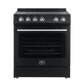FORNO Espresso Package - 30" Electric Range, Range Hood and Refrigerator in Black with Stainless Steel Handles