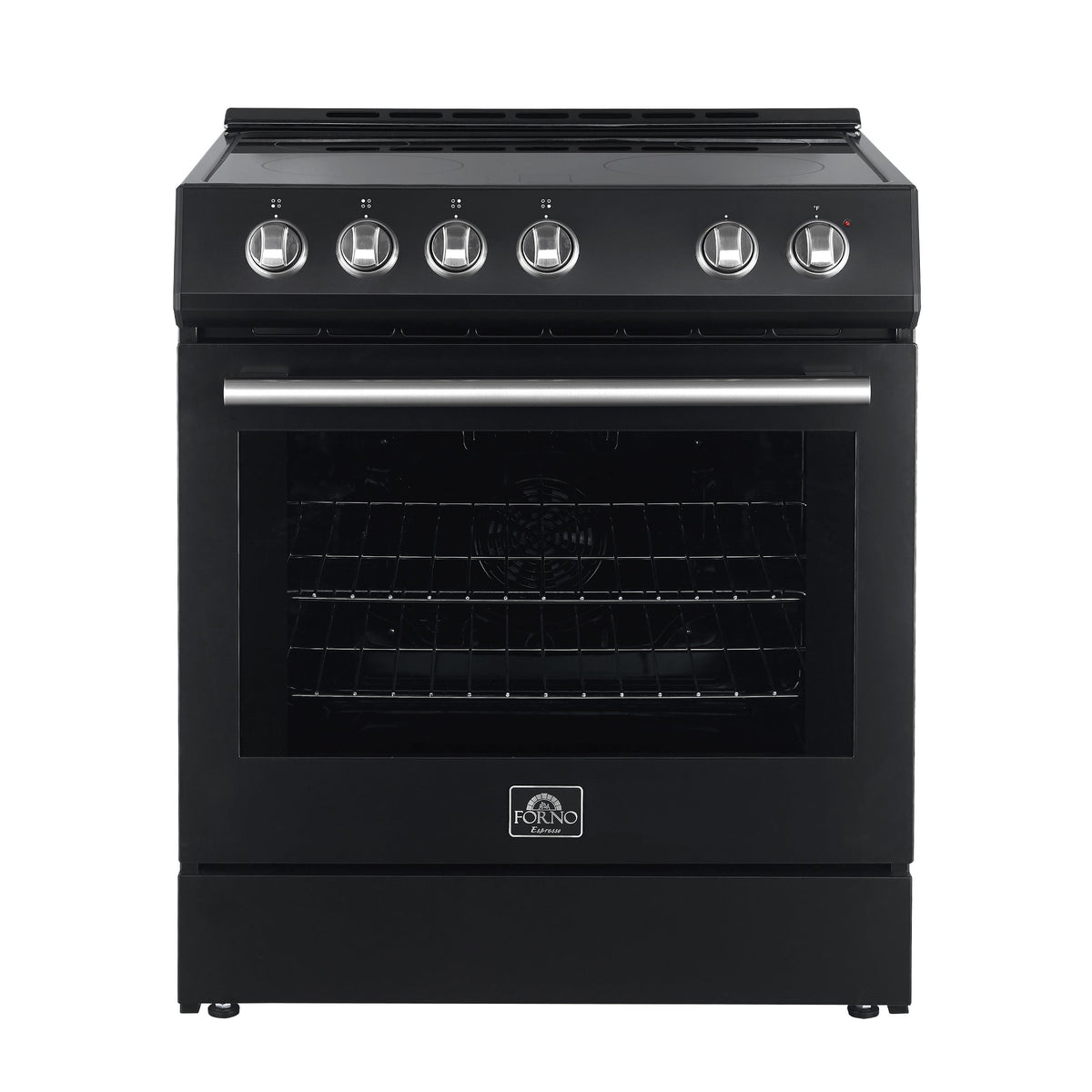 FORNO Espresso Leonardo 30" 5 cu. ft. Electric Range in Black with Stainless Steel Handles, FFSEL6012-30BLK