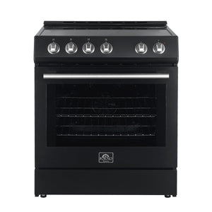FORNO Espresso Leonardo 30" 5 cu. ft. Electric Range in Black with Stainless Steel Handles, FFSEL6012-30BLK