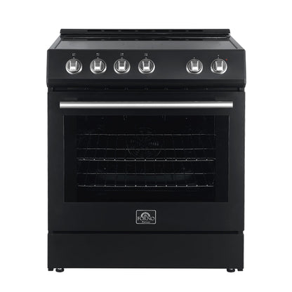 FORNO Espresso Leonardo 30" 5 cu. ft. Electric Range in Black with Stainless Steel Handles, FFSEL6012-30BLK