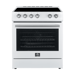 FORNO Espresso Package - 30" Electric Range and Refrigerator in White with Stainless Steel Handles, FBDL-003-03US