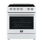 FORNO Espresso Package - 30" Electric Range, Refrigerator and Dishwasher in White with Stainless Steel Handles