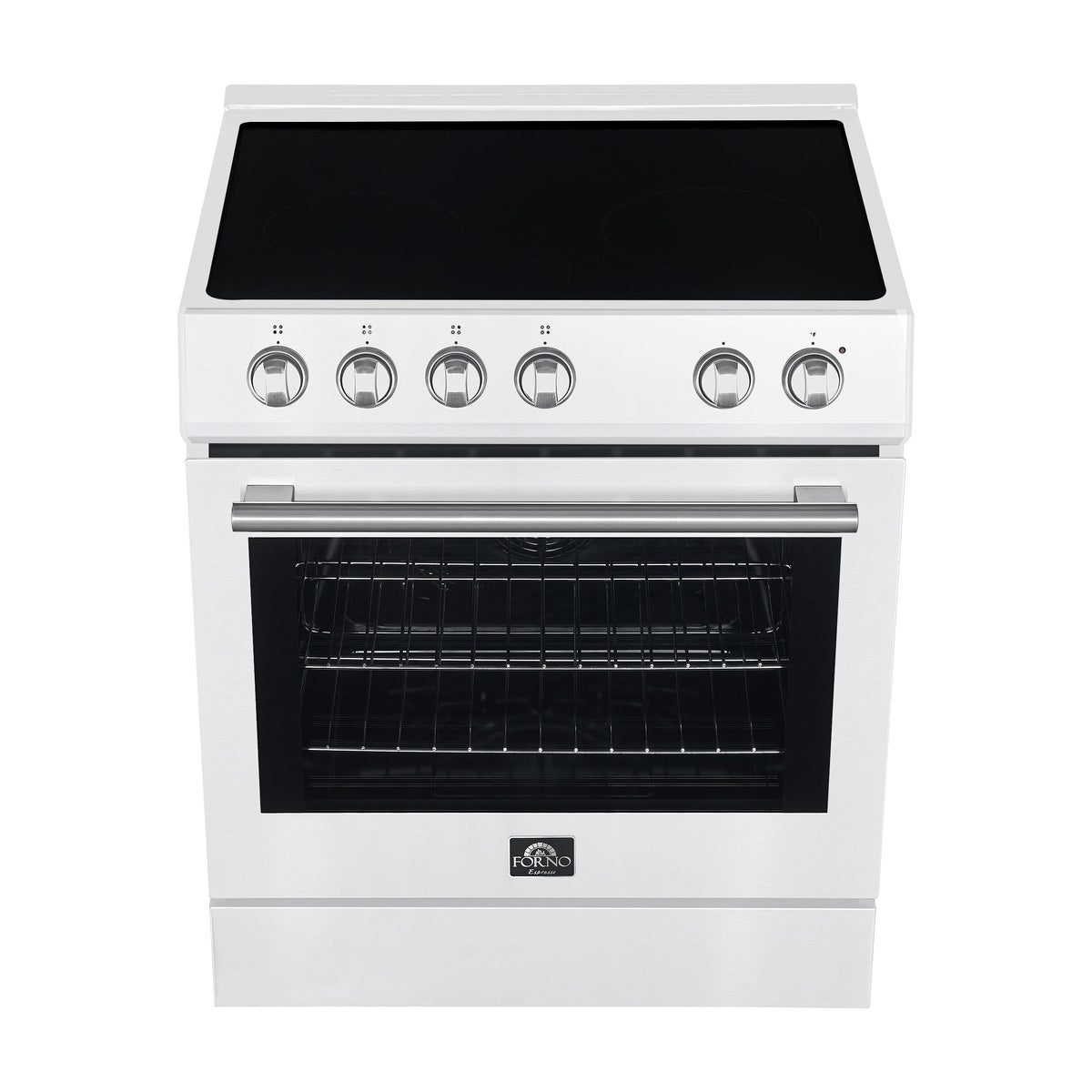 FORNO Espresso Leonardo 30" 5 cu. ft. Electric Range in White with Stainless Steel Handles, FFSEL6012-30WHT