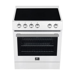 FORNO Espresso Leonardo 30" 5 cu. ft. Electric Range in White with Stainless Steel Handles, FFSEL6012-30WHT