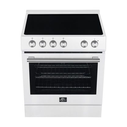 FORNO Espresso Leonardo 30" 5 cu. ft. Electric Range in White with Stainless Steel Handles, FFSEL6012-30WHT